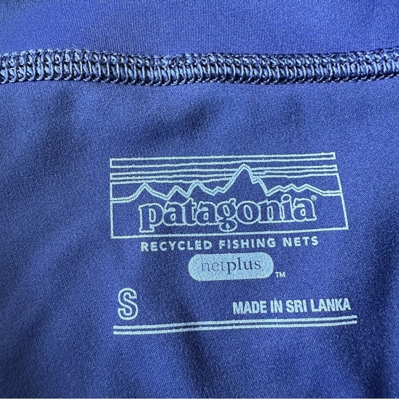 Patagonia NetPlus Leggings Womens Small Navy Blue Pants Pockets Logo Active 26” - Picture 2 of 8